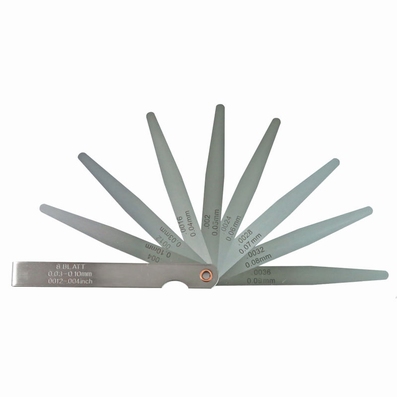 Precision thickness gauge, steel, 8 blades, L=100 mm, 0.03~0.1 mm