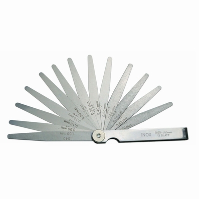 Precision thickness gauge, inox, 13 blades, L=100 mm, 0.05~1.0 mm