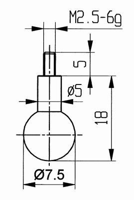 Tasterpunt 573/19 kogel Ø 7,5, M2,5-6g/18/5 mm