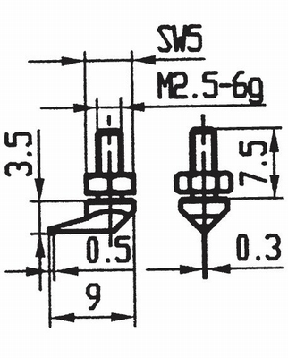 Tasterpunt 573/39 E, M2,5-6g/3,5/9/ gebogen