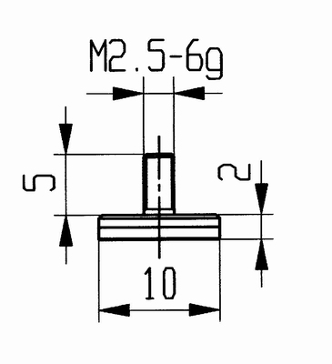 Touche 573/11C - M 2,6/2,5/10/touche plate Ø10 /céramique