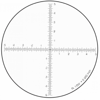 Schaal Ø 35 mm voor meetloep, horizontale schaal 1''/0.005''