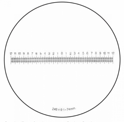 Reticule Ø35mm for magnifier, horizontal scale 12-0-12/0.1mm