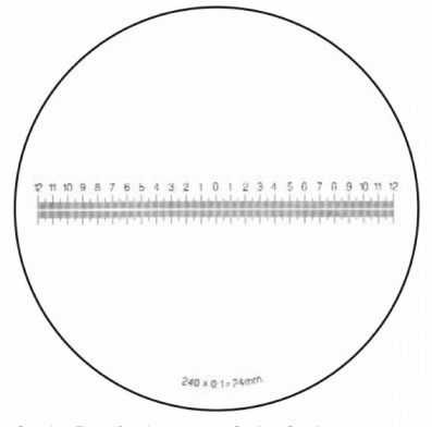 Reticule Ø35mm for magnifier, horizontal scale 12-0-12/0.1mm