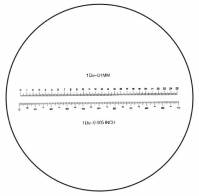 Reticule Ø 35 mm for magnifier, double horizontal scale