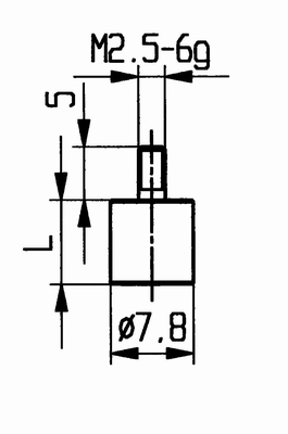 Tasterpunt 573/35-L5, M2,5-6g/5/7,8/ vlak Ø7,8 mm