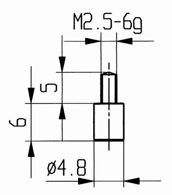 Contact point 573/10, M2,5-6g/6/4,8/flat Ø4,8 mm