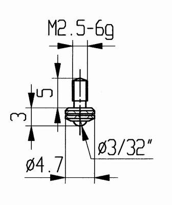Tasterpunt 573/23 H, M2,5-6g/3/4,7/ kogel Ø3/32"