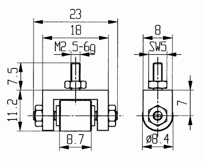 Tasterpunt 573/25 E, M2,5-6g/11,2/23/ rolletje Ø8,4  B = 8,7