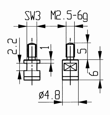 Contact point 573/10H - M2.5-6g/2/4,8/flat Ø4,8 /carbide