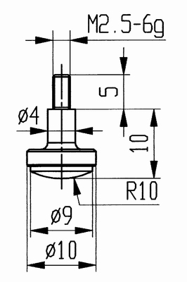 Contact point 573/12-10H - M2.5-6g/10/10/convex Ø10 /carbide