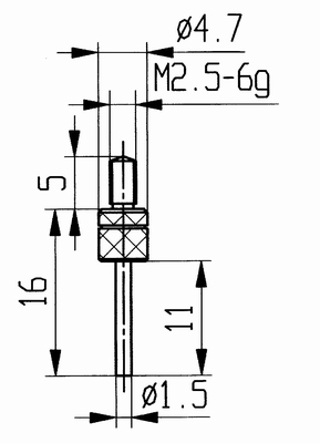 Touche 573/14H - M2,5-6g/16/1,5/touche plate Ø1,5 /carbure