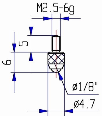 Tasterpunt M 2/70 H, 2,5/6/4,7/ kogel 1/8"