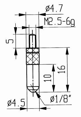 Contact point 573/16 R, M2,5-6g/16/4,7/ball Ø1/8"