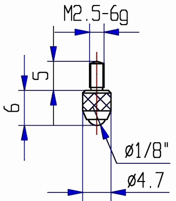 Tasterpunt M2/70R - M2.5-6g/6/4.7/robijn kogel Ø1/8"