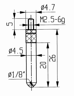 Contact point 573/17S - M2.5-6g/26/4.7/ball Ø1/8"/sapphire b