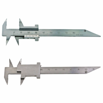 Small vernier caliper with pointed jaws for tooth technician