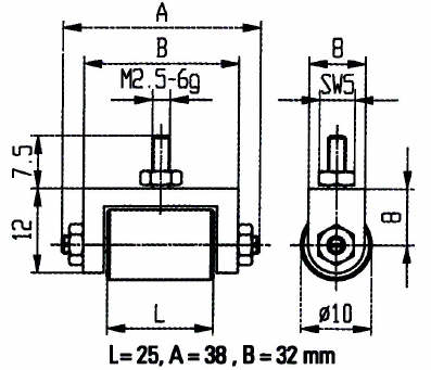 Tasterpunt 573/50 E-L25, M2,5-6g/13/38/rolletje Ø10 mm, roll