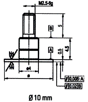 Tasterpunt 573/51 Ø 7,8, M2,5-6g/5/Ø7,8 mm/ vlak, hoogte 0,5