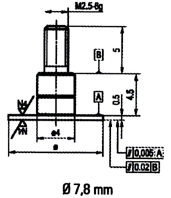 Tasterpunt 573/51 Ø 10, M2,5-6g/5/Ø10 mm/ vlak, hoogte 0,5 m