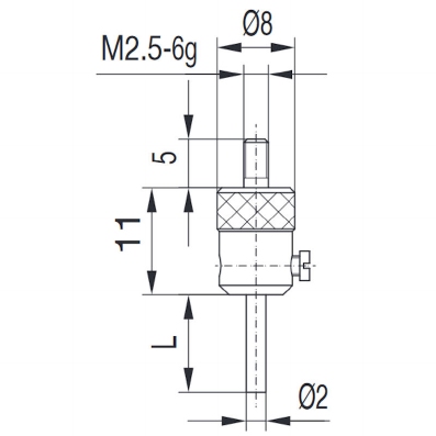 Tasterpunt 573/36 H - L25, M2,5-6g/36/2/ pin Ø2 mm