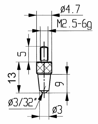 Touche 573/21-L13 - M2,5-6g/13/4,7/spherique Ø3/32''