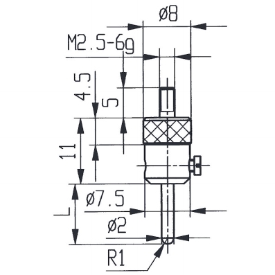 Contact point 573/46 HL-10, M2,5-6g/10/2/ L=10, Ø2radius 1 m