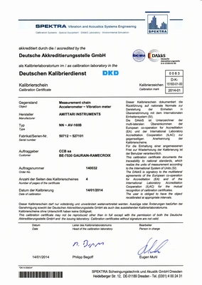 Certificate DKD voor vibration meter