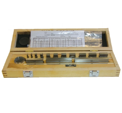 Set of 5 steel gauges for calibrating micrometers, class 1 + planar glass