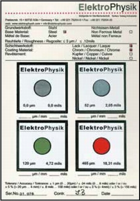 Thickness standard for checking the Mikrotest F & G