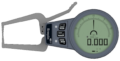 Electronic external gauge C015S, 0~15 / 0,001 / 45 mm / chisel R 0.4 mm