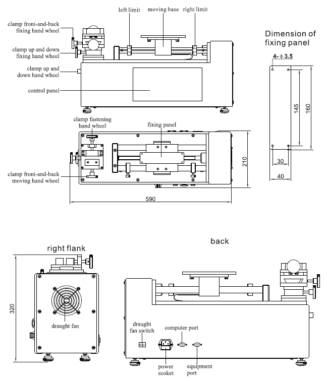 Motorised horizontal test bank THM 500 N, 250 mm