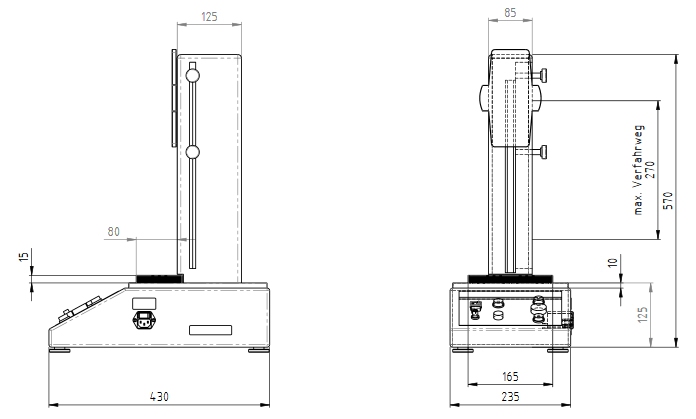 Gemotoriseerde verticale proefbank TVO 500 N, 300 mm