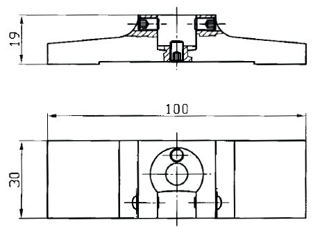 Base support 2.1670, dimensions 100x30x19 mm