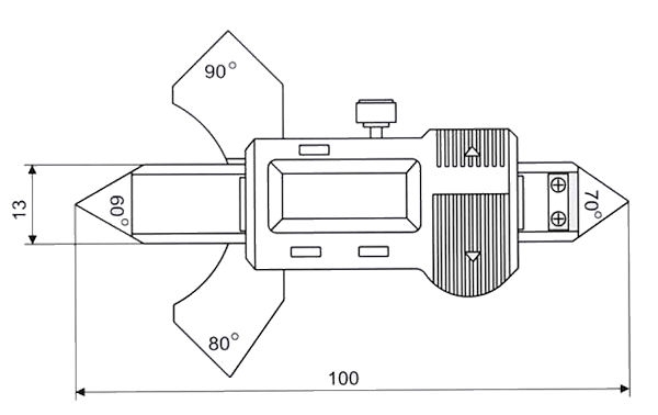 Digital calliper for welding 0-20 mm, angles 60/70/80/90°