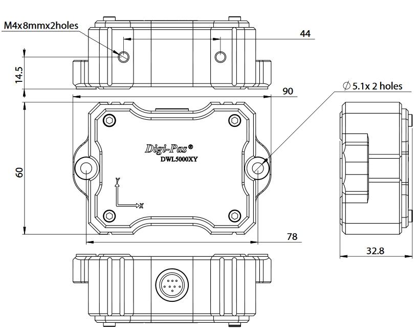 Capteur niveau électronique 2 axes DWL5000, 0.01°