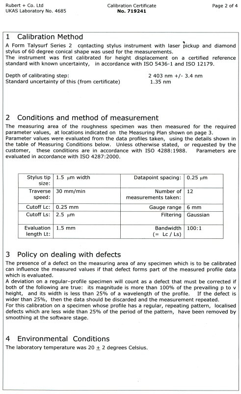 UKAS certificate of first calibration for 5xxE standard with Lc = 0.25