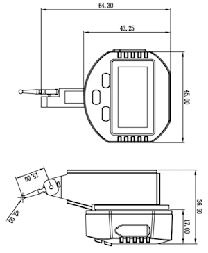 Digital dial indicator 12.7/0,01 mm, Ø57, RB7