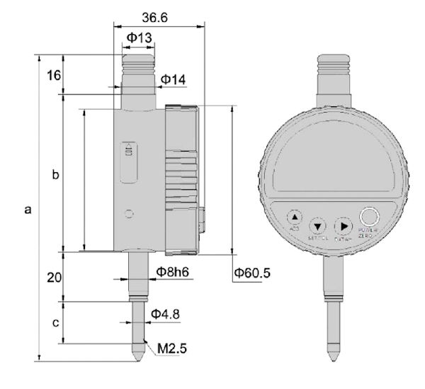 Digital dial indicator 15/0,001 mm, Ø60