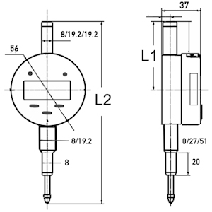 Digital dial indicator 25/0,001 mm, Ø56, ANA, RB7