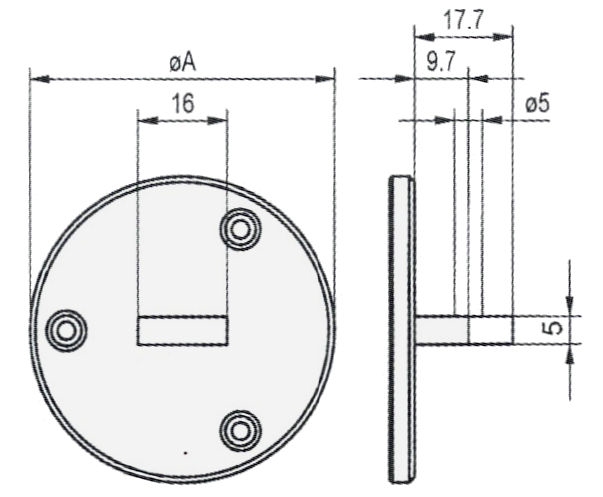 Dos à oreille horizontale, comparateurs Ø40mm, alésage Ø5 mm