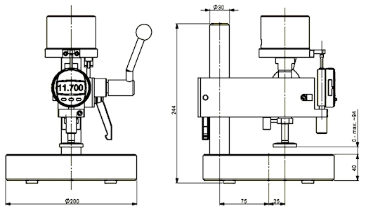 Diktemeter HTG-10 volgens DIN ISO 3034