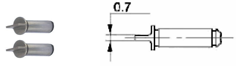 Set van 6 paar draad inzetstukken, as Ø 5 mm, 55°, 60~3.5