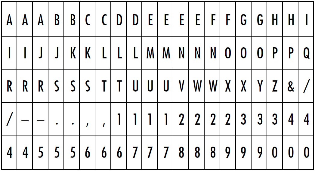 Set van 100 karakters PRYOR Dotstre met blokhouder, h=5.0 mm