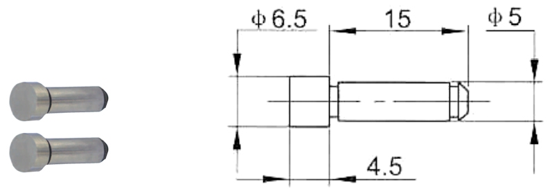 Set van 6 paar draad inzetstukken, as Ø 5 mm, 60°, 0.4~7.0