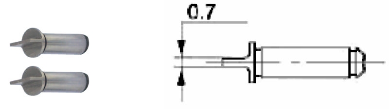 Set van 7 paren inzetstukken, as Ø 5 mm