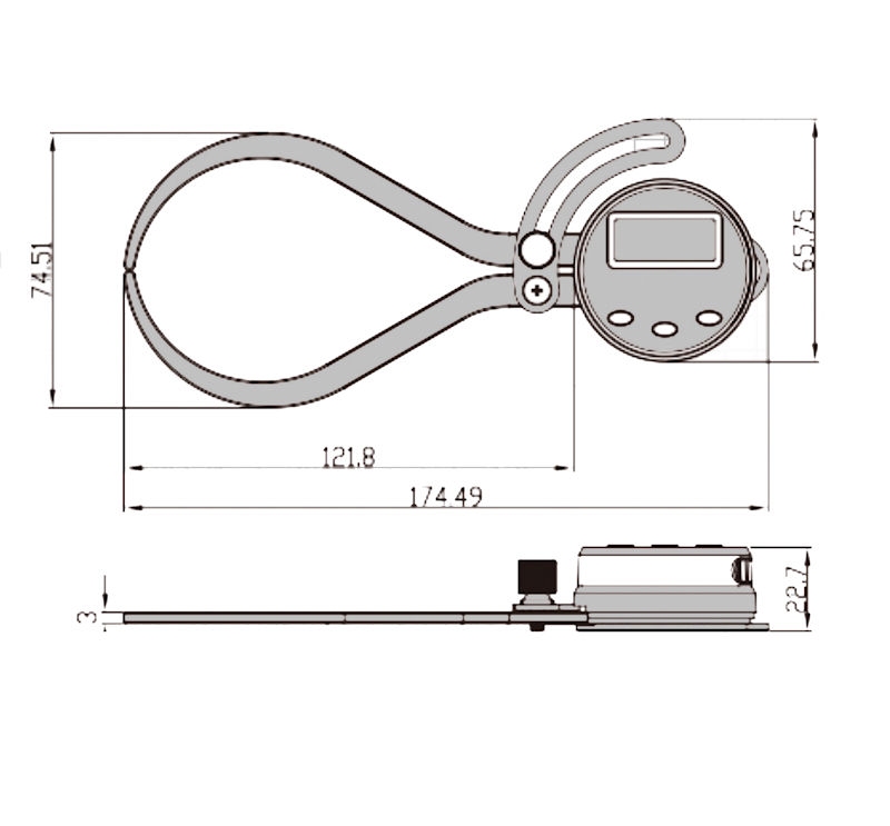 Electronic external gauge 0~150 / 0,1 / 120 mm