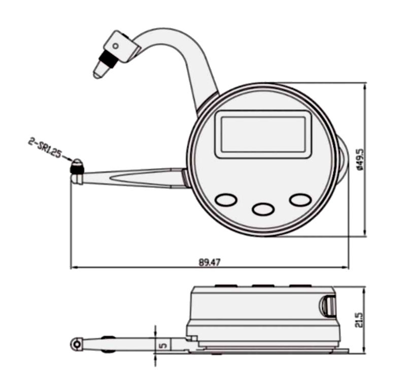Electronic external gauge 0~25 / 0,01 / 36 mm