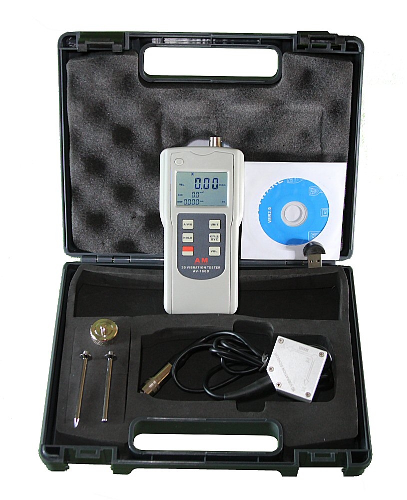 Digital vibration meter, 3 axis, AV-160D/B