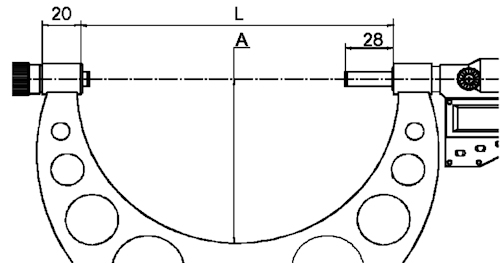 Outside digital micrometer, Ø6.5 mm, 0.5 mm, 0~150 mm